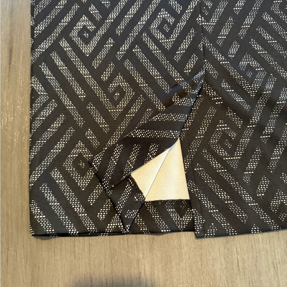 Le Chateau Black/White/Tan Geometric Print Midi Skirt - Picture 11 of 13